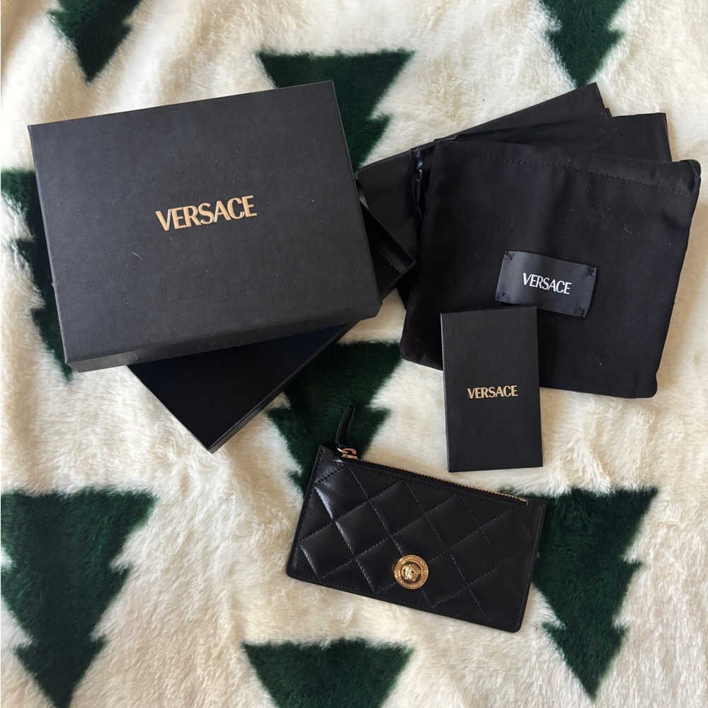 Versace Black Quilted Card Holder